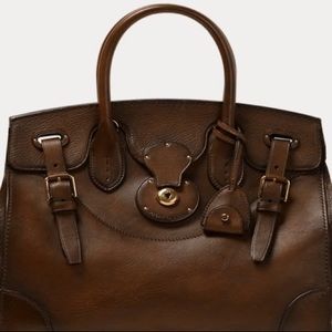 Ralph Lauren Ricky Satchel Lock Brown Saddle Bag
